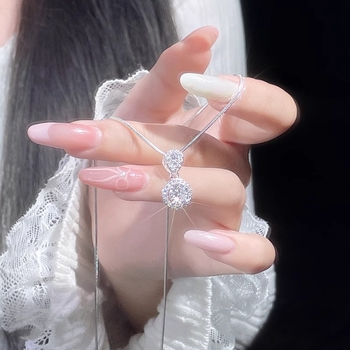 Κολιέ από χαλκό με ζιρκόνια, γεωμετρικός σχεδιασμός, αλυσίδα φιδιού-οστών, κορεατικό στυλ