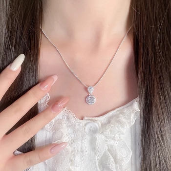 Κολιέ από χαλκό με ζιρκόνια, γεωμετρικός σχεδιασμός, αλυσίδα φιδιού-οστών, κορεατικό στυλ