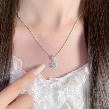 Κολιέ από χαλκό με ζιρκόνια, γεωμετρικός σχεδιασμός, αλυσίδα φιδιού-οστών, κορεατικό στυλ