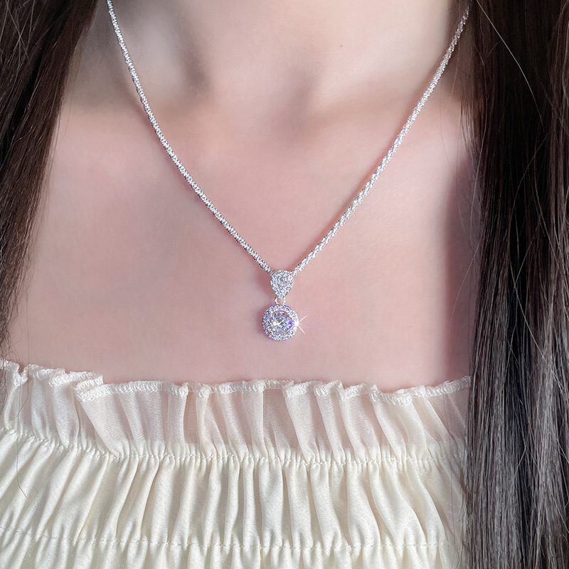 Κολιέ από χαλκό με ζιρκόνια, γεωμετρικός σχεδιασμός, αλυσίδα φιδιού-οστών, κορεατικό στυλ