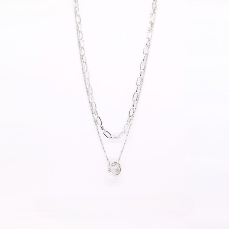 Κολιέ από σίδηρο με σταυρωτή αλυσίδα, πολυεπίπεδο σχέδιο, κορεατικό στυλ