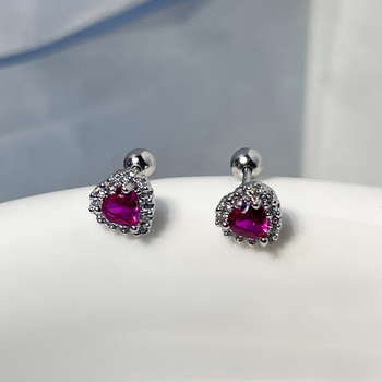 Réz szív alakú stud fülbevaló kubikus cirkóniával