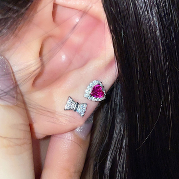 Réz szív alakú stud fülbevaló kubikus cirkóniával