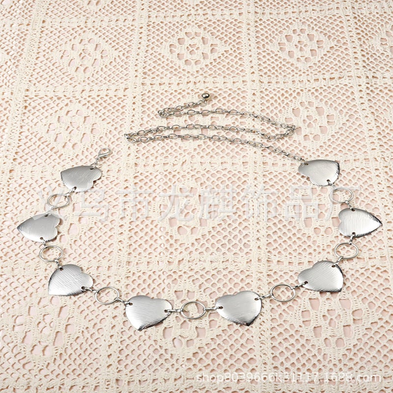 Lanț talie cu inimă — lucrat manual (Material: Metal; Cataramă: Fier; Închidere: Cârlig; Lățime: 2-4 cm; Model: Inimă)