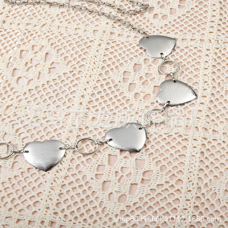 Lanț talie cu inimă — lucrat manual (Material: Metal; Cataramă: Fier; Închidere: Cârlig; Lățime: 2-4 cm; Model: Inimă)