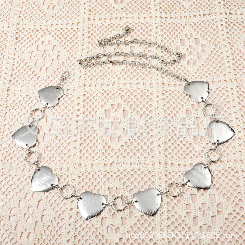 Lanț talie cu inimă — lucrat manual (Material: Metal; Cataramă: Fier; Închidere: Cârlig; Lățime: 2-4 cm; Model: Inimă)