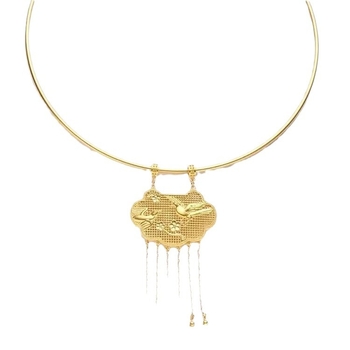 Réz nyakék réz tassel medállal, palotai stílus, állat/zodiákus motívum