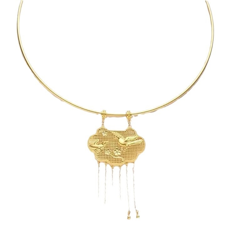 Réz nyakék réz tassel medállal, palotai stílus, állat/zodiákus motívum