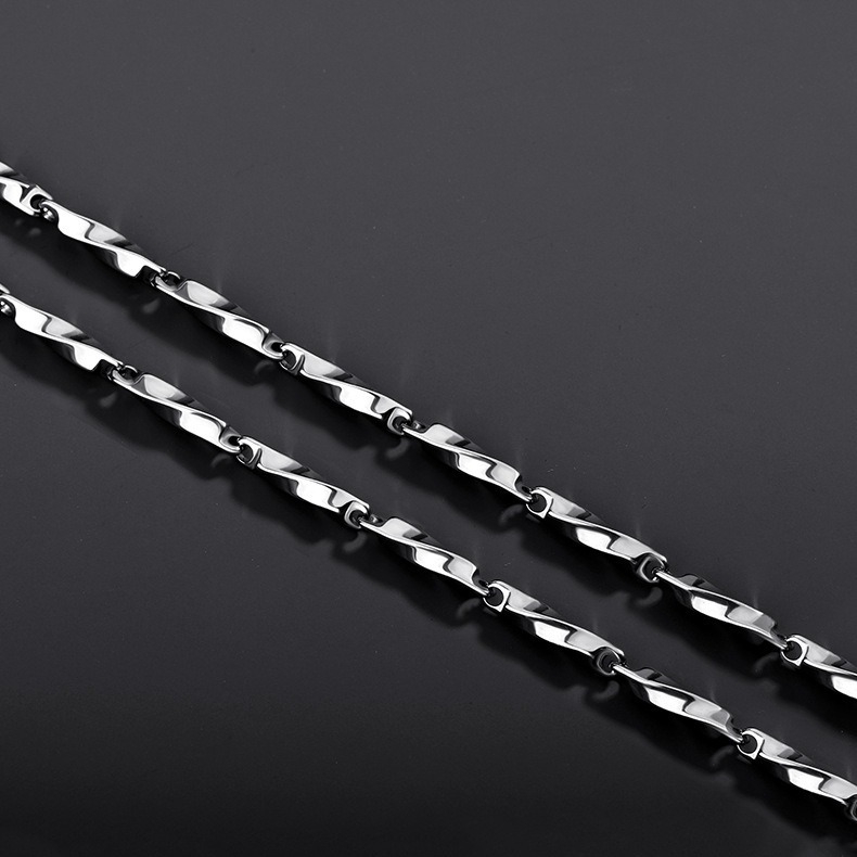 Mobius nyaklánc titániumacélból, Twist-Stick lánc, uniszex, medál titániumacélból, Súly 0.2