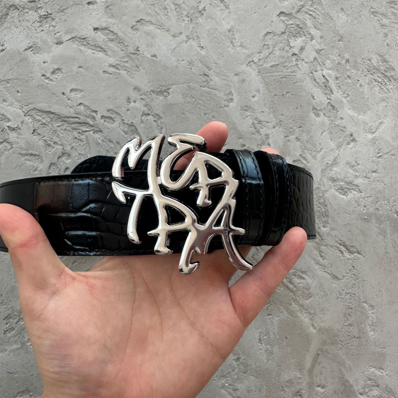 Centură unisex din piele split, cataramă din oțel inoxidabilă și închidere cu șnur, Primăvara 2025