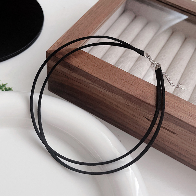 Harajuku baršunasti dvostruki choker za žene, minimalistički stil, materijal: legura, privjesak: legura, lanac: običan lanac, višeslojni dizajn