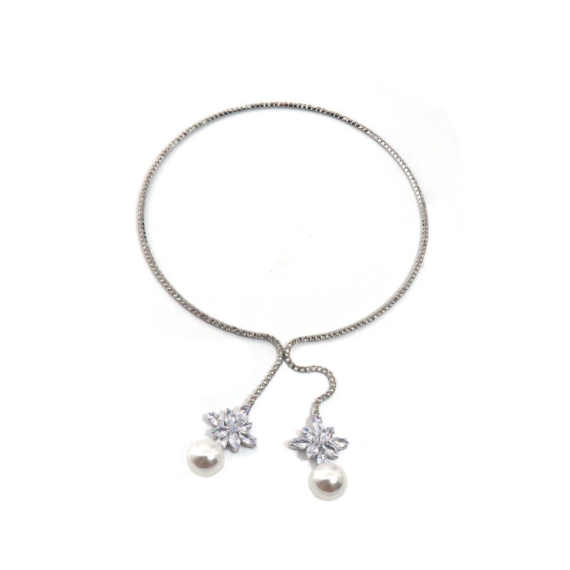 Геометрично колие с Rhinestone кристали и циркон, винтов синджир