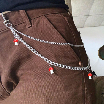 Lanț de talie pentru blugi, femei, aliaj, placare electrolitică, pandantiv ciupercă