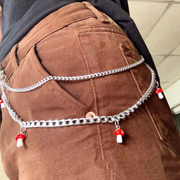 Lanț de talie pentru blugi, femei, aliaj, placare electrolitică, pandantiv ciupercă