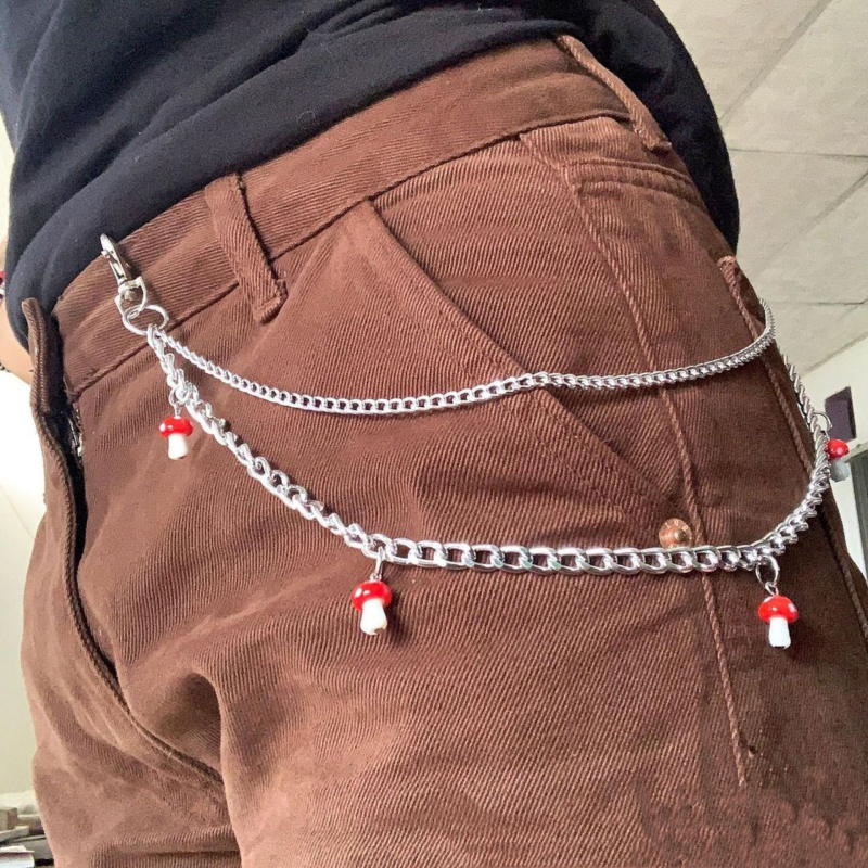 Lanț de talie pentru blugi, femei, aliaj, placare electrolitică, pandantiv ciupercă