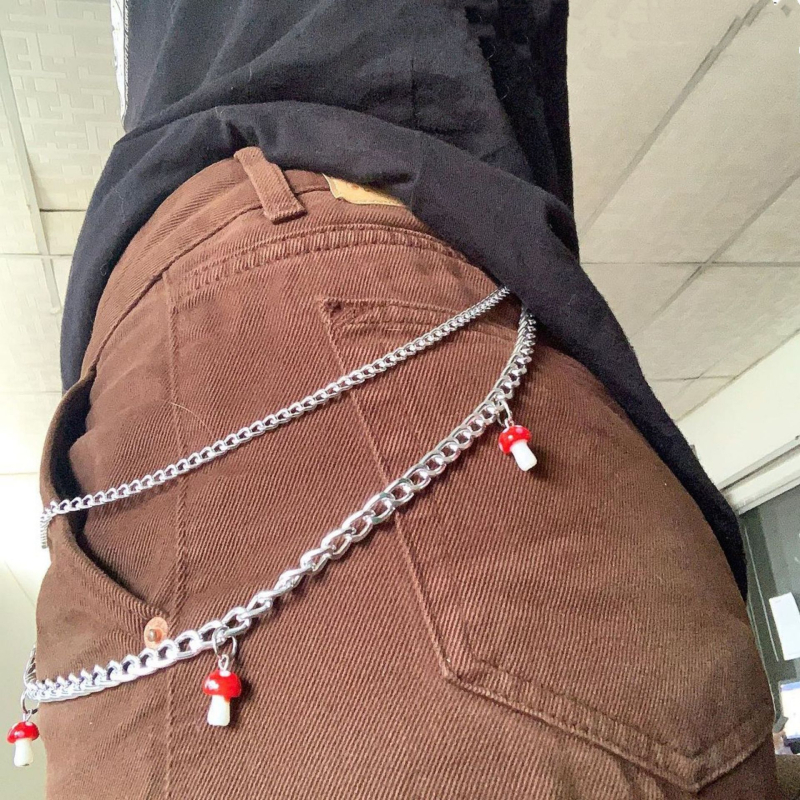 Lanț de talie pentru blugi, femei, aliaj, placare electrolitică, pandantiv ciupercă