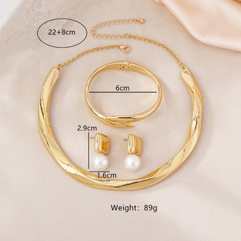 Огърлица с геометричен вълнов дизайн, цинкова сплав, висулка от сплав, стандартна верига