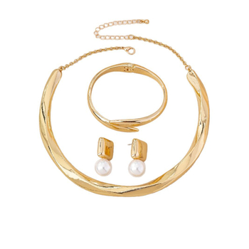 Огърлица с геометричен вълнов дизайн, цинкова сплав, висулка от сплав, стандартна верига