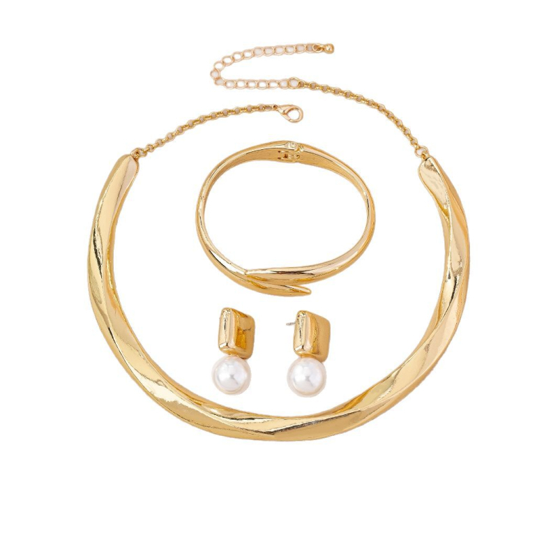 Огърлица с геометричен вълнов дизайн, цинкова сплав, висулка от сплав, стандартна верига