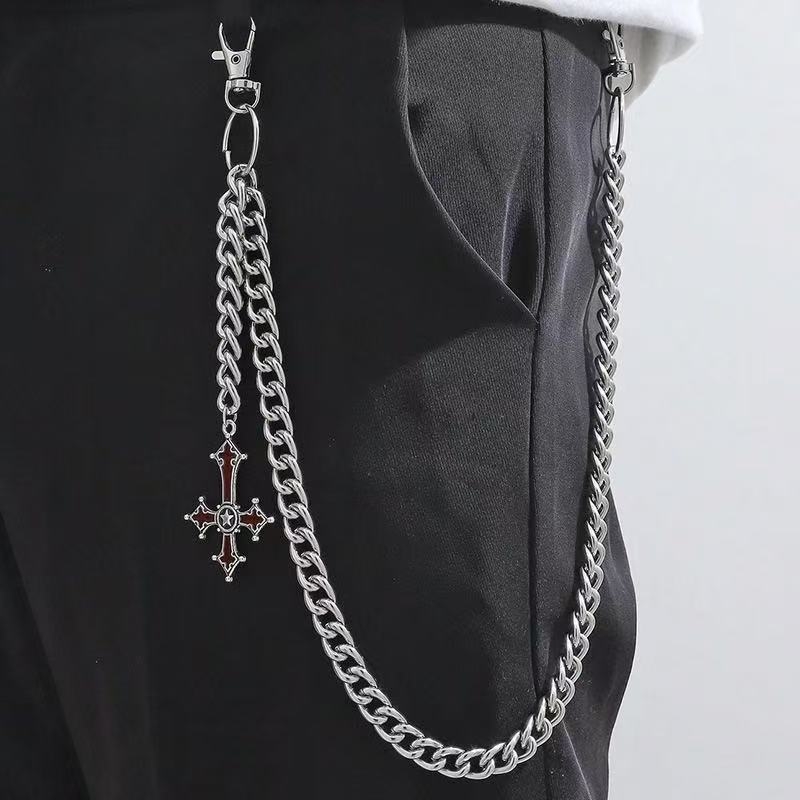 Muški kaiš lanac s križnim privjeskom, metalno elektroplatiranje, romb oblik