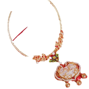 Огърлица тип яка, античен стил, многослойна, имитационен нефрит, висулка от сплав, дължина до 30 см, за жени, модел животно/зодия