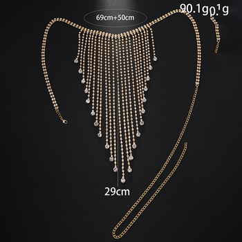 Lanac za struk s resicama — štras, legura s umetanim umjetnim dragim kamenjem, kristal, elektroplatiranje