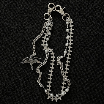 Lanac za hlače s anđeoskim krilima, dvostruki sloj, unisex, metal, ručna izrada, Angel serija, ljeto 2025