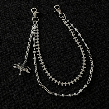 Lanac za hlače s anđeoskim krilima, dvostruki sloj, unisex, metal, ručna izrada, Angel serija, ljeto 2025