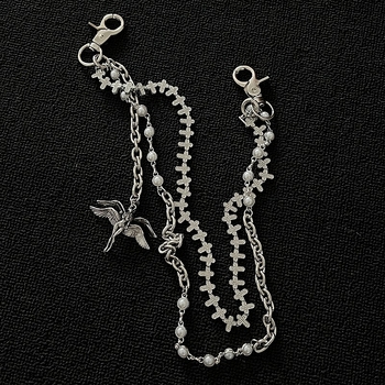 Lanac za hlače s anđeoskim krilima, dvostruki sloj, unisex, metal, ručna izrada, Angel serija, ljeto 2025