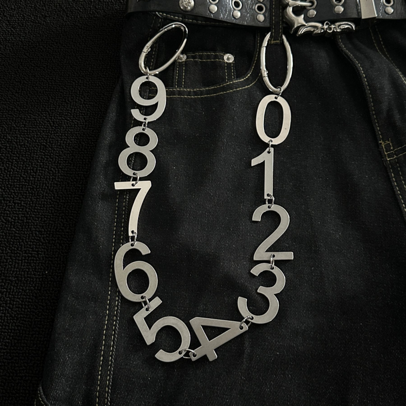 Lanac za hlače – iEWS metal, ručna izrada, digitalna serija, geometrijski privjesak, unisex