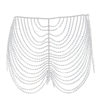 Lanț șold feminin – lanț corp geometric din aliaj, cu pietre artificiale încrustate, electroplacare, ambalare independentă