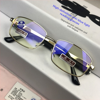 Γυαλιά ανάγνωσης με γυάλινοι φακοί, ανθεκτικοί στη φθορά, HD ευκρίνεια и προστασία από μπλε φως για ηλικιωμένους, μεταλλικός πλήρης σκελετός