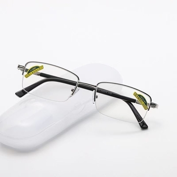 Очила за четене с анти-синя светлина, линзи от смола, метална половин рамка, подходящи за овално лице и за възрастни