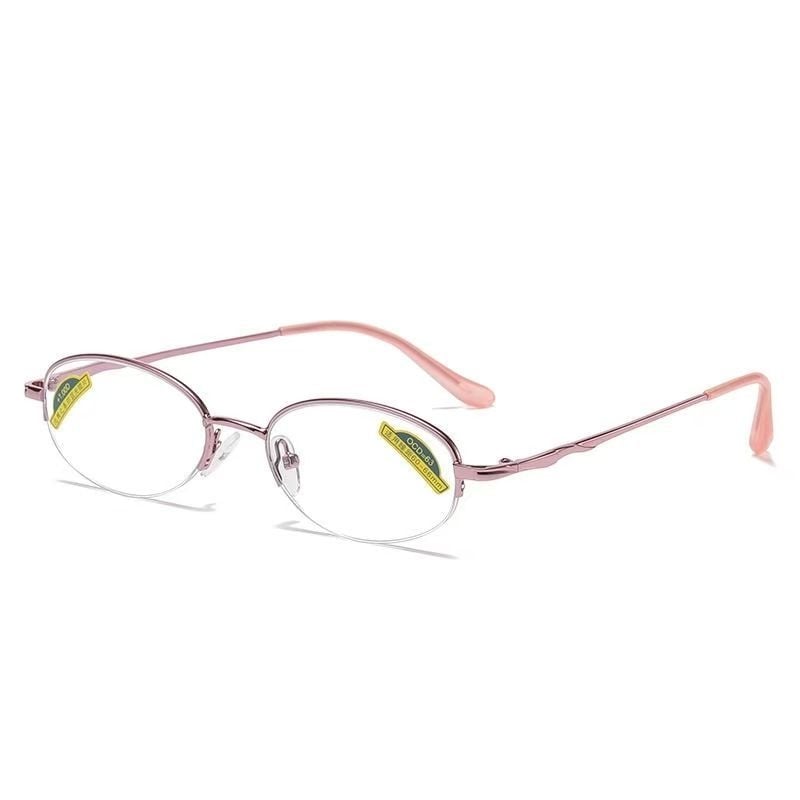 Очила за четене с анти-синя светлина, линзи от смола, метална половин рамка, подходящи за овално лице и за възрастни