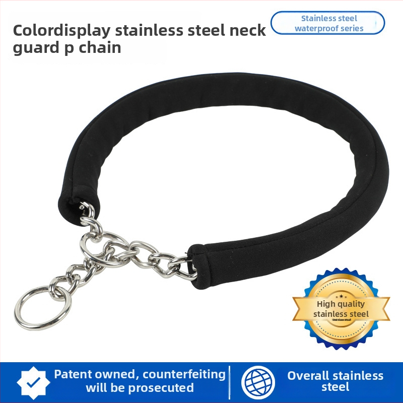 Rozsdamentes acélból készült kutya nyakörv P-lánccal, robbanásbiztos, varrat nélküli hegesztés, csípésmentes, univerzális minden fajta számára