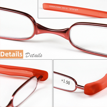 Очила за четене с 360° въртяща се сгъваема конструкция, метална рамка, лещи от смола, пълен рамков стил, подходящи за кръгло лице