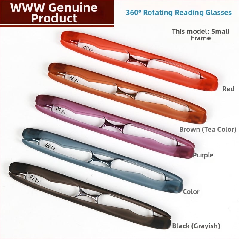 Очила за четене с 360° въртяща се сгъваема конструкция, метална рамка, лещи от смола, пълен рамков стил, подходящи за кръгло лице