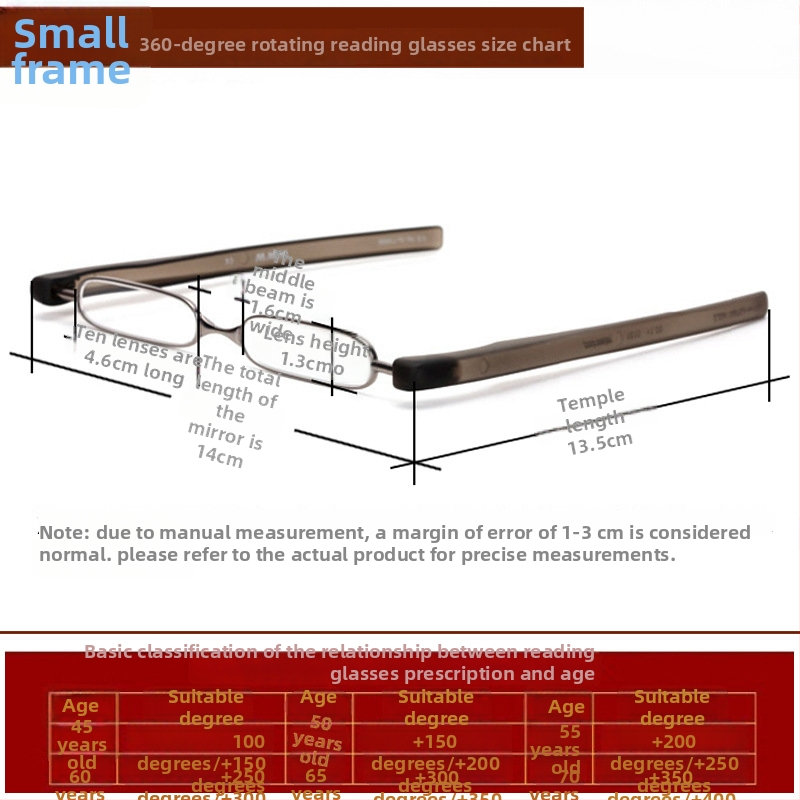 Очила за четене с 360° въртяща се сгъваема конструкция, метална рамка, лещи от смола, пълен рамков стил, подходящи за кръгло лице