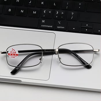 Очила за четене с метална пълна рамка — лещи от смола, антирадиационни и антисиня светлина, квадратна форма, оригинален дизайн