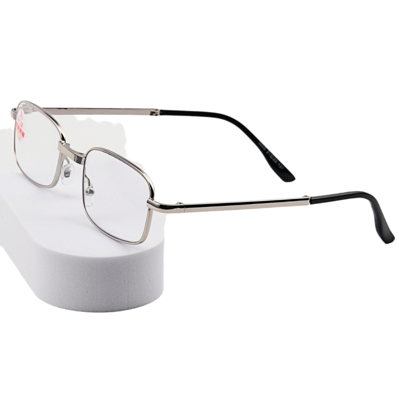 Очила за четене с метална пълна рамка — лещи от смола, антирадиационни и антисиня светлина, квадратна форма, оригинален дизайн