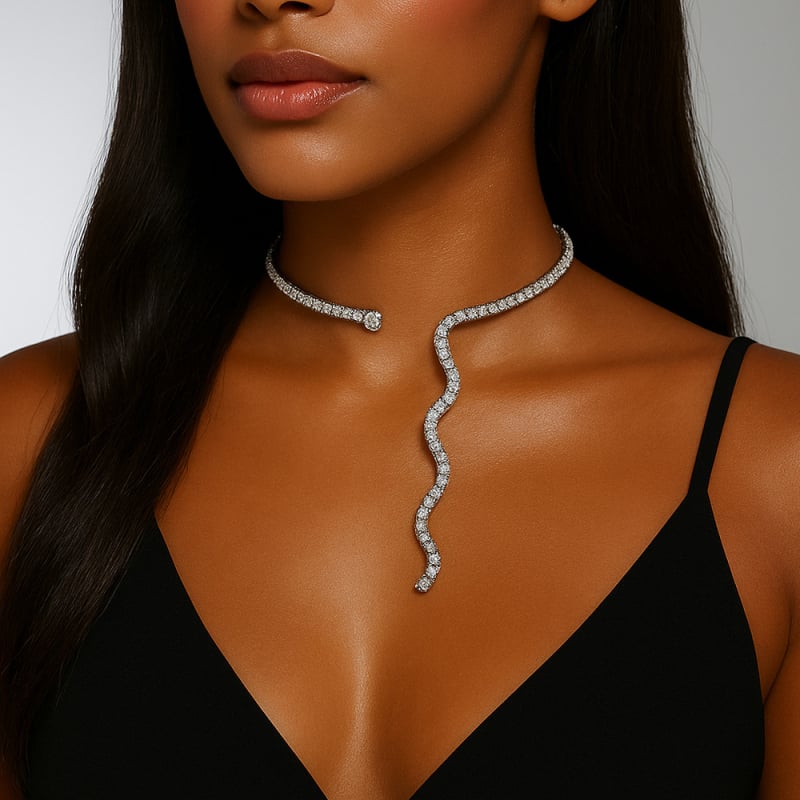 Nyaklánc vízcsepp formájú, INS stílusú, ötvözet, Water Diamond medál, reguláris lánc, 30 g