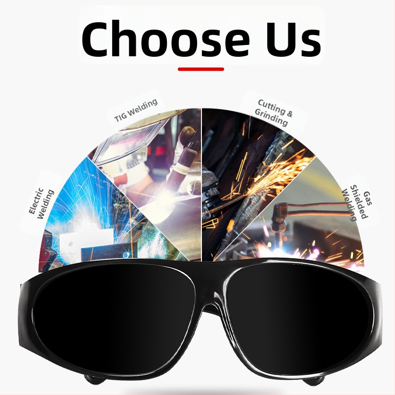 Aizsargbrilles gāzes un argona loka metināšanai — PVC rāmis, lēca 1,5 mm, 99% gaismas caurlaidība