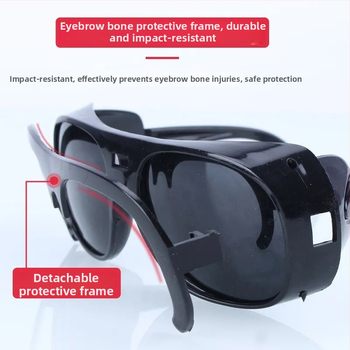 Metināšanas aizsargbrilles ar regulējamu rāmi, stikla lēcas, pret atspīdumu un pret radiāciju, piemērotas slīpēšanai un griešanai