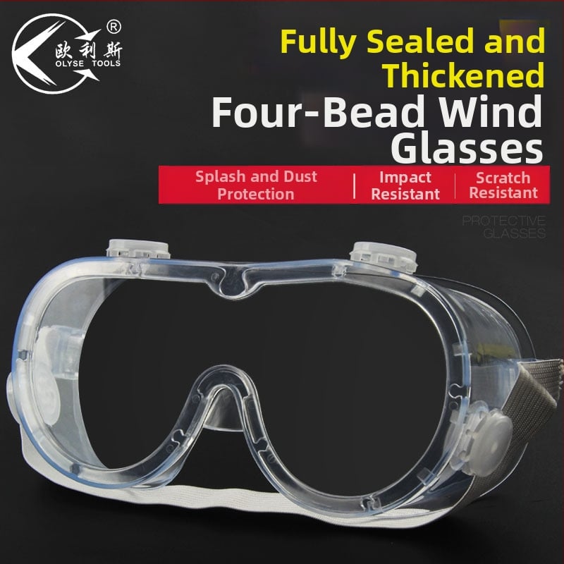 Four-Bead védőszemüveg – páramentesítés, porvédelmi, állítható/elasztikus pánt, lencse 2.0 mm, fényáteresztés 99%, keret poliﬁfibra
