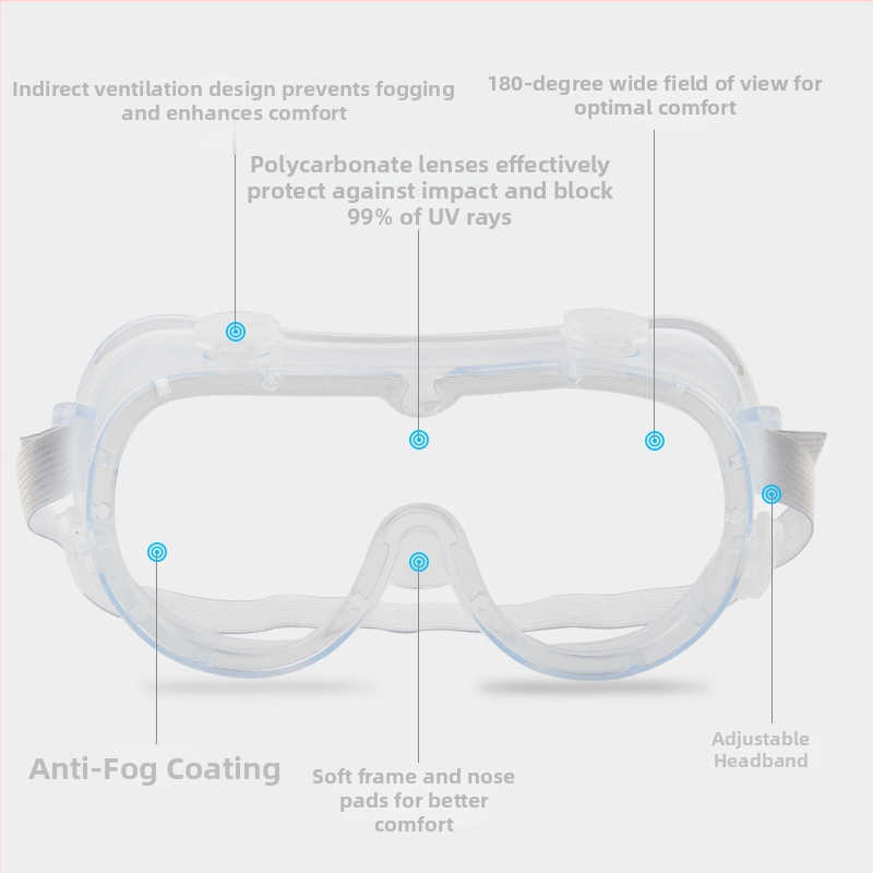 Aizsargbrilles Four-Bead – pret miglu, putekļu aizsardzība, elastīgs siksnas, lēca 2.0 mm, gaismas caurlaidība 99%, polifibra rāmis