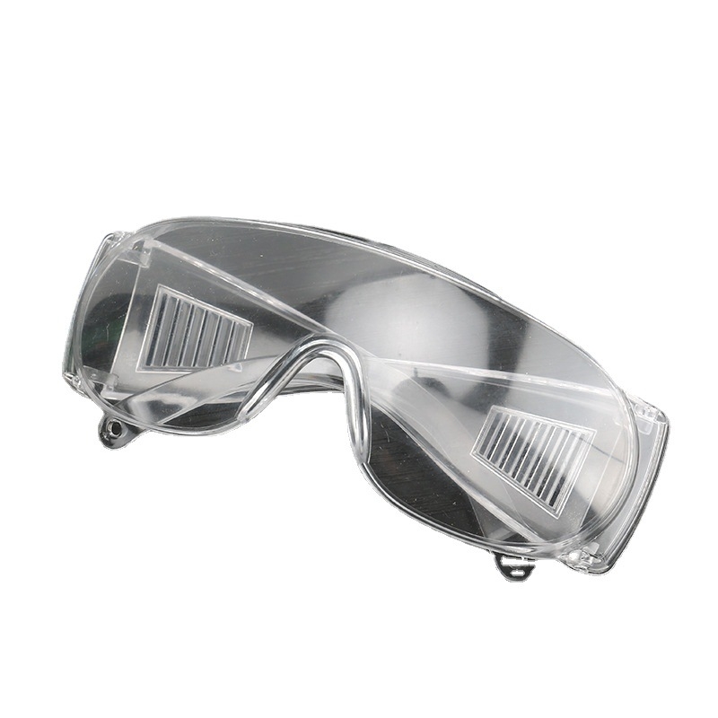 Aizsargbrilles no PC materiāla, caurspīdīgas lēcas, standarta lēcu biezums, standarta gaismas caurlaidība, aizsardzība pret šļakatām, putekļiem un trieciens