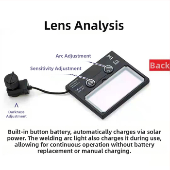Metināšanas briļļu ar automātiski mainīgām lēcām; stikla lēcas; piemērotas elektro metināšanai/gāzes TIG metināšanai; lēcas biezums 2–5; caurlaidība 6–13