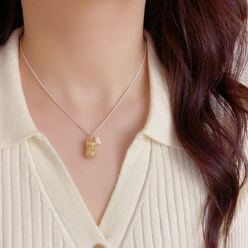 Colier pentru femei cu pandantiv din cupru, placare cu aur reală, pandantiv în formă de floare, greutate 10 g, lanț regulat, stil lux discret