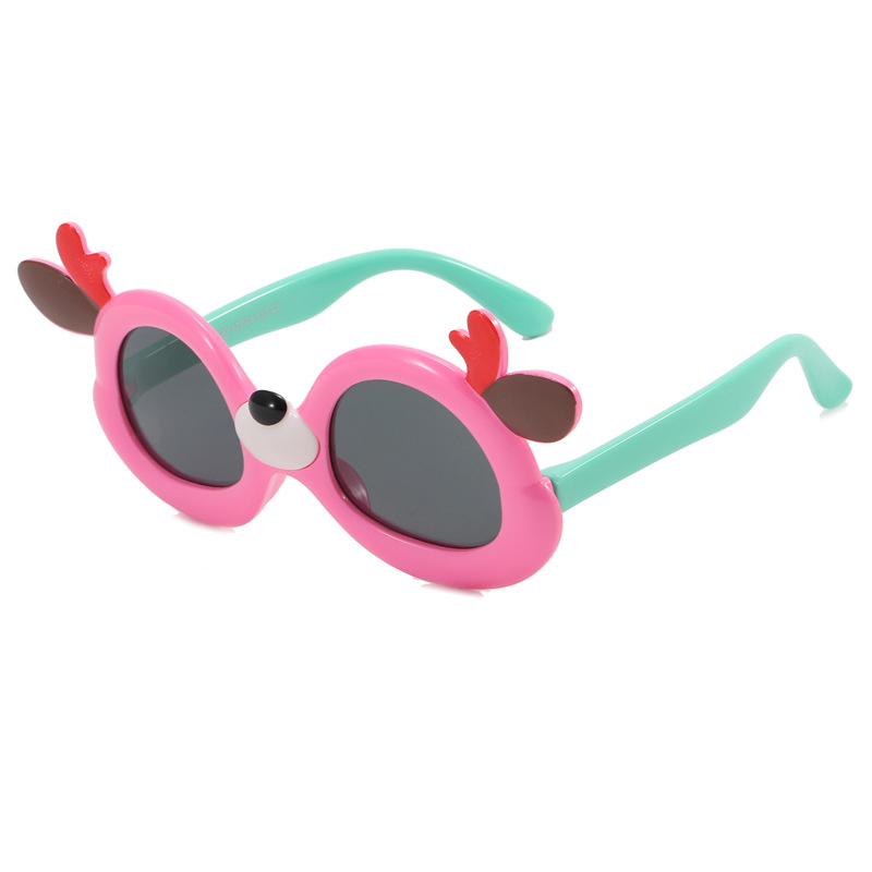 Dječje sunčane naočale – Korejski stil, Dizajn s likom jelena; Polarizirane, UV400, puni okvir, TAC leće, okvir od silikona, Model 82030