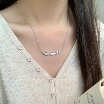 Colier geometric din argint 925, electroplacare, lanț simplu, pandantiv din argint